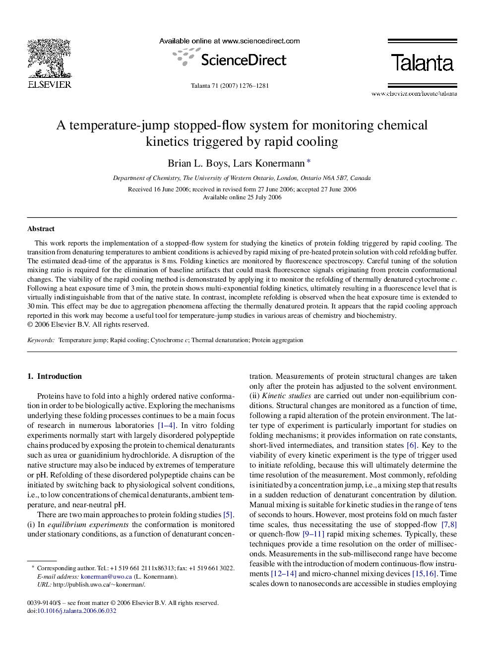 A temperature-jump stopped-flow system for monitoring chemical kinetics triggered by rapid cooling