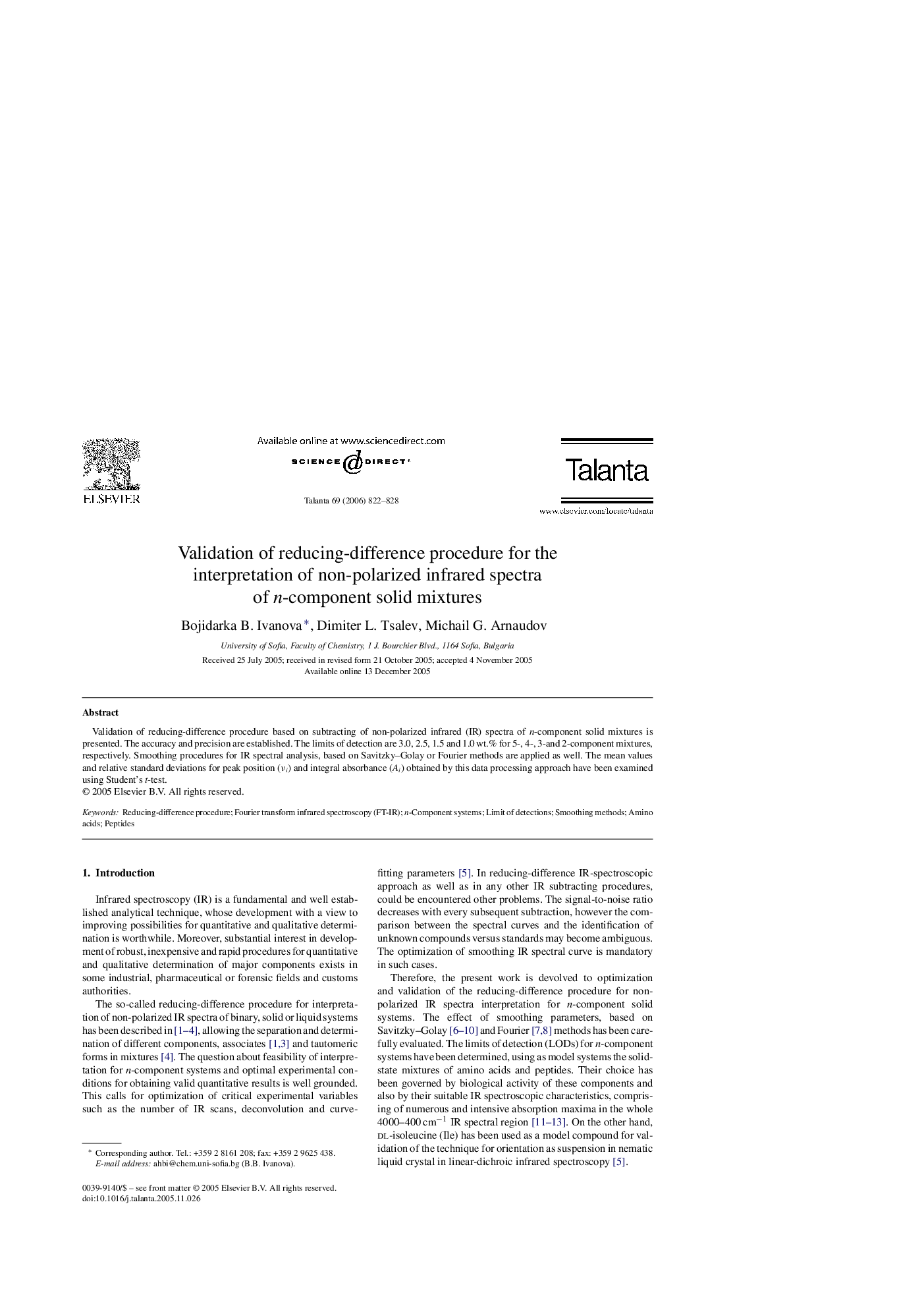 Validation of reducing-difference procedure for the interpretation of non-polarized infrared spectra of n-component solid mixtures