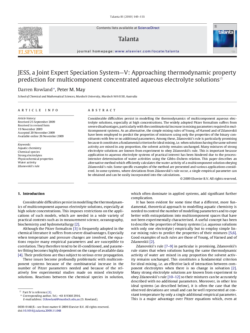 JESS, a Joint Expert Speciation System—V: Approaching thermodynamic property prediction for multicomponent concentrated aqueous electrolyte solutions 