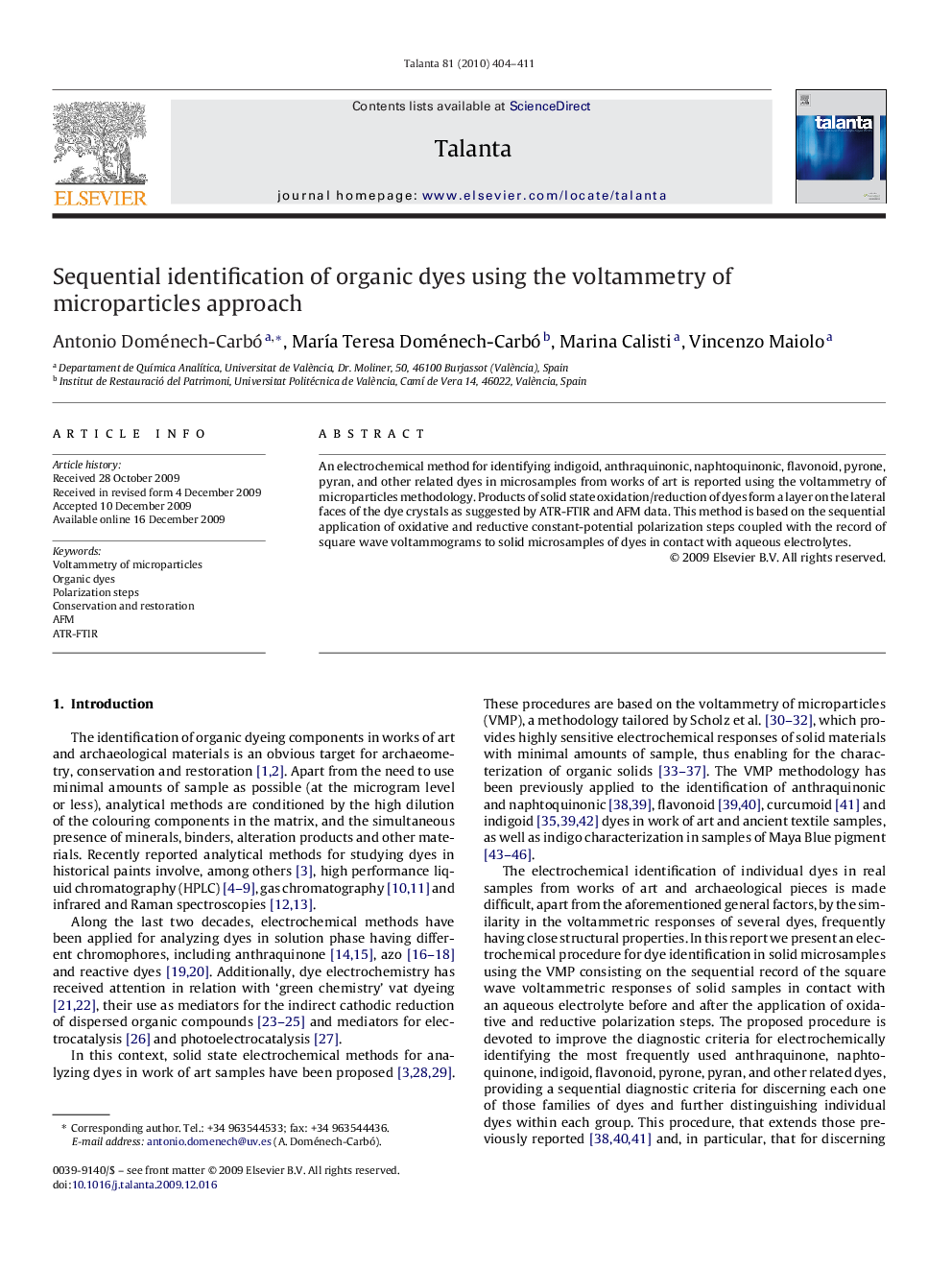 Sequential identification of organic dyes using the voltammetry of microparticles approach