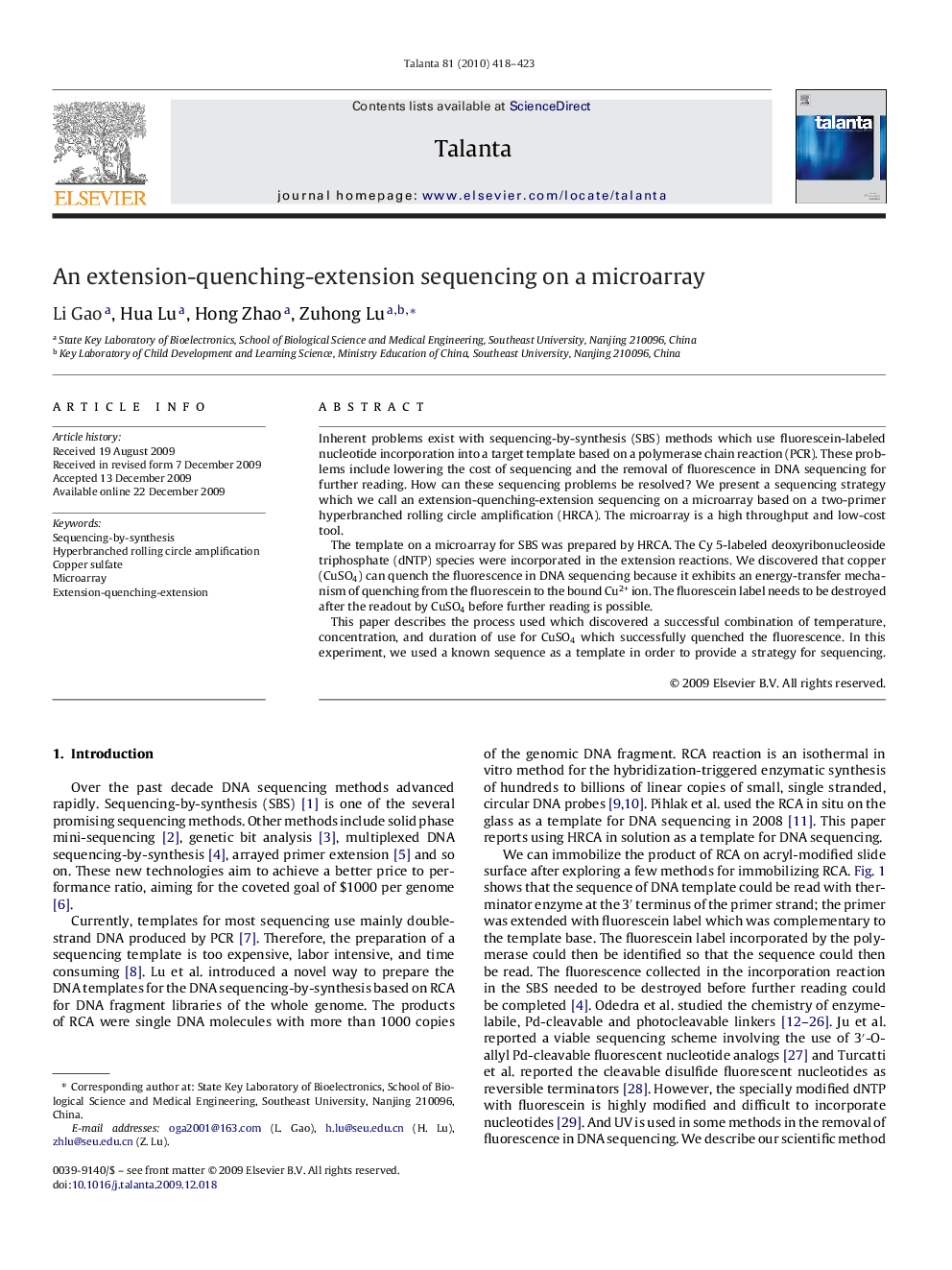 An extension-quenching-extension sequencing on a microarray