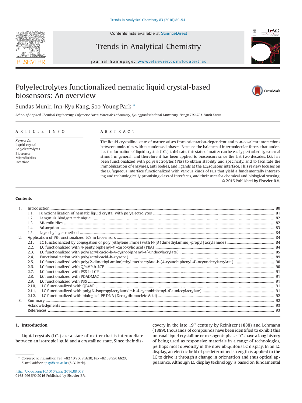 Polyelectrolytes functionalized nematic liquid crystal-based biosensors: An overview