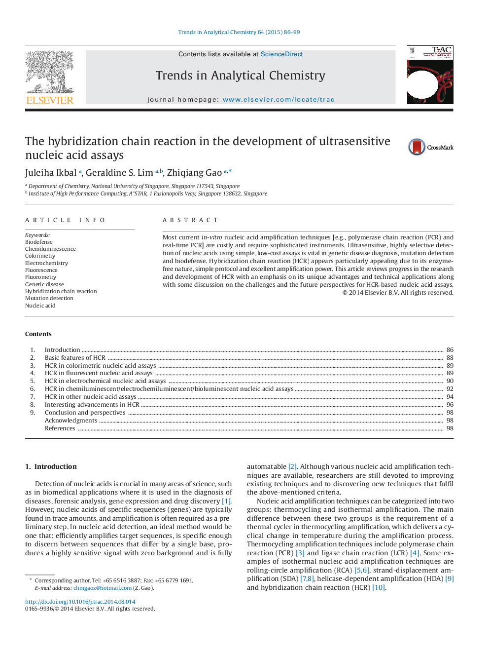 The hybridization chain reaction in the development of ultrasensitive nucleic acid assays