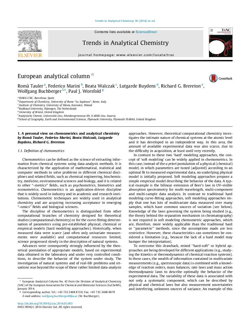European analytical column