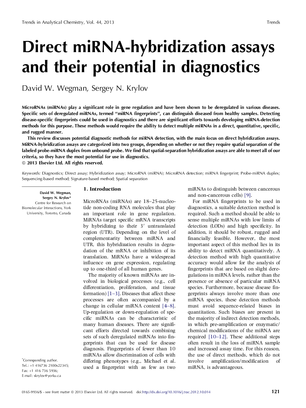 Direct miRNA-hybridization assays and their potential in diagnostics