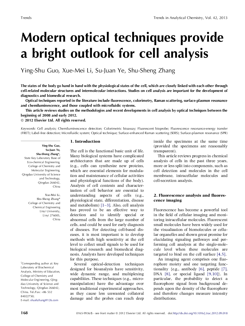 Modern optical techniques provide a bright outlook for cell analysis