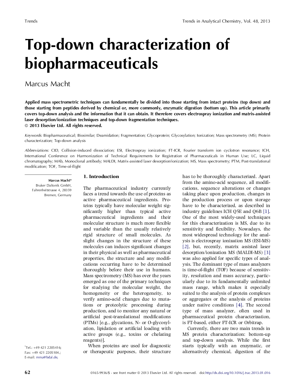 Top-down characterization of biopharmaceuticals