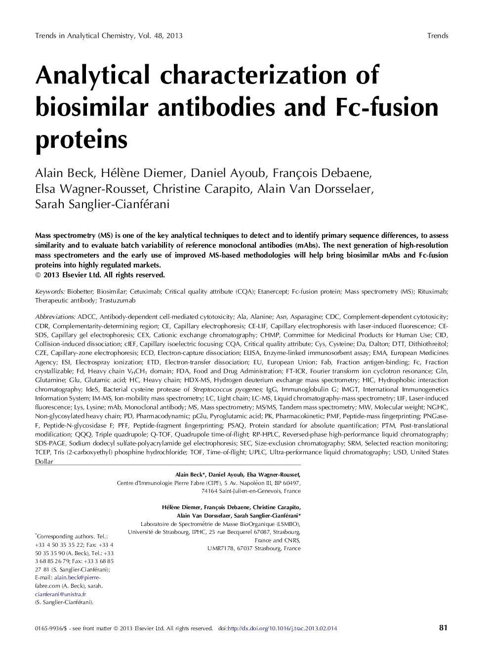 Analytical characterization of biosimilar antibodies and Fc-fusion proteins