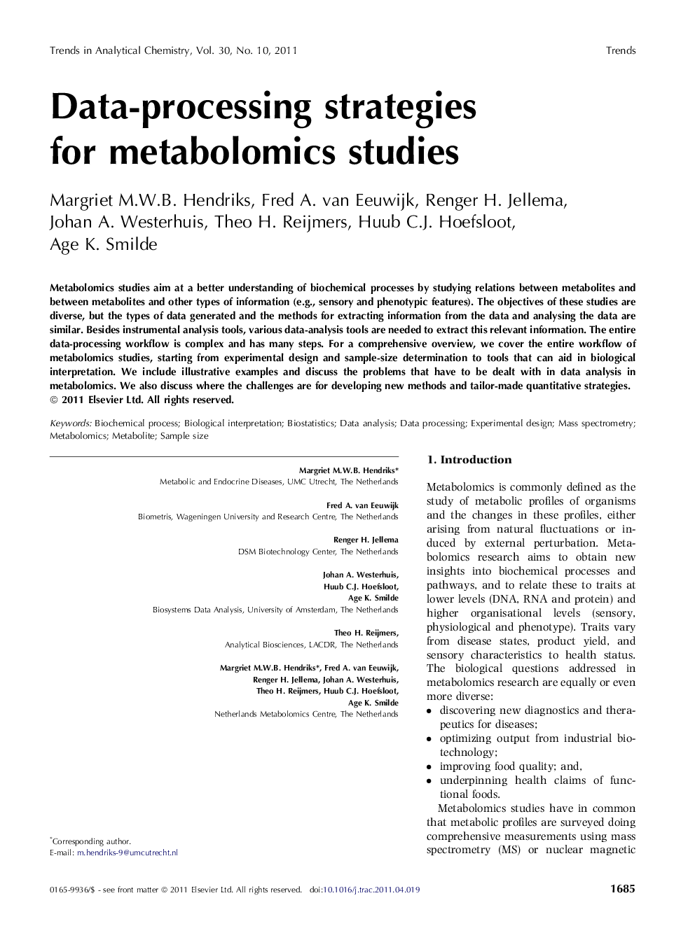 Data-processing strategies for metabolomics studies
