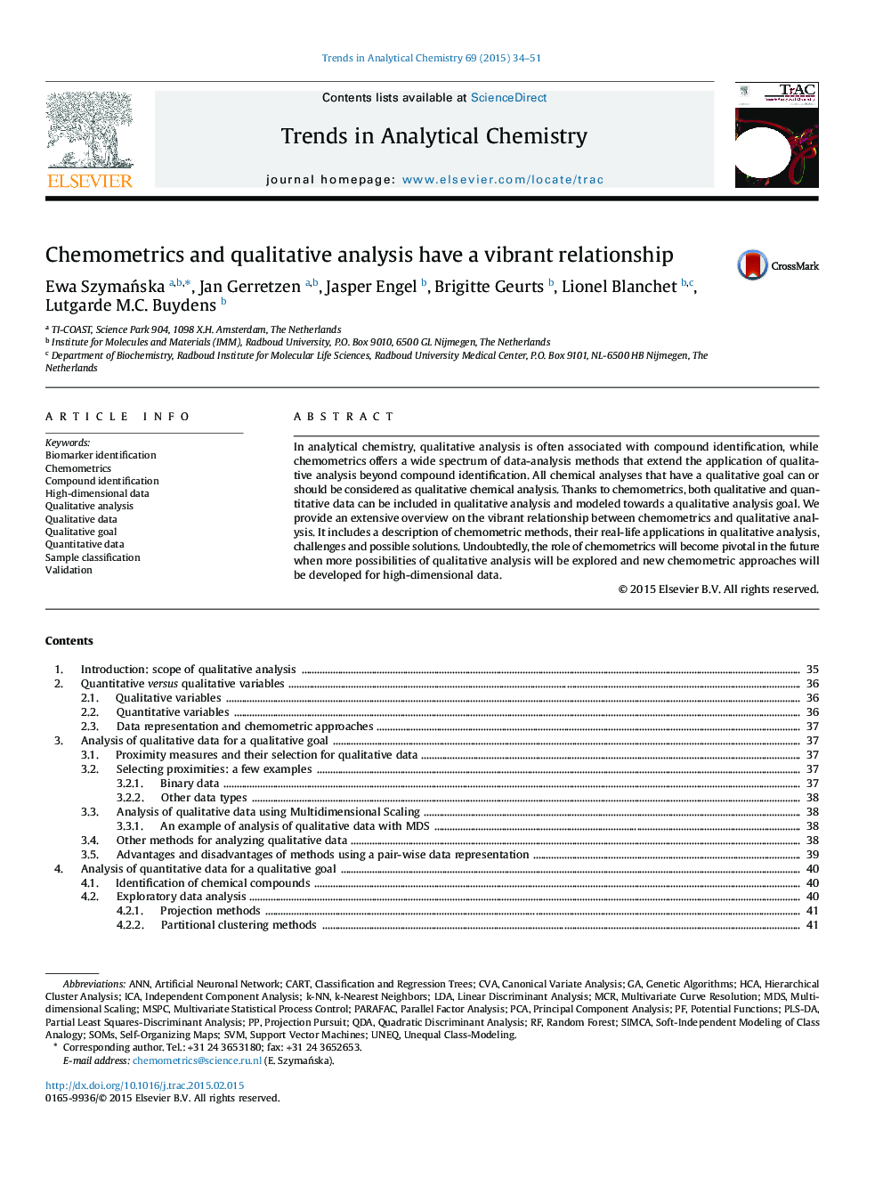 Chemometrics and qualitative analysis have a vibrant relationship