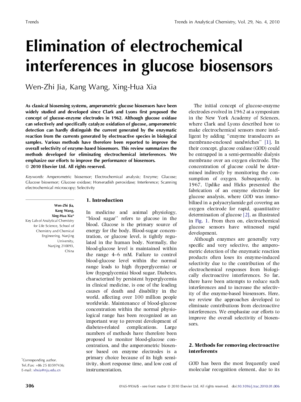 Elimination of electrochemical interferences in glucose biosensors