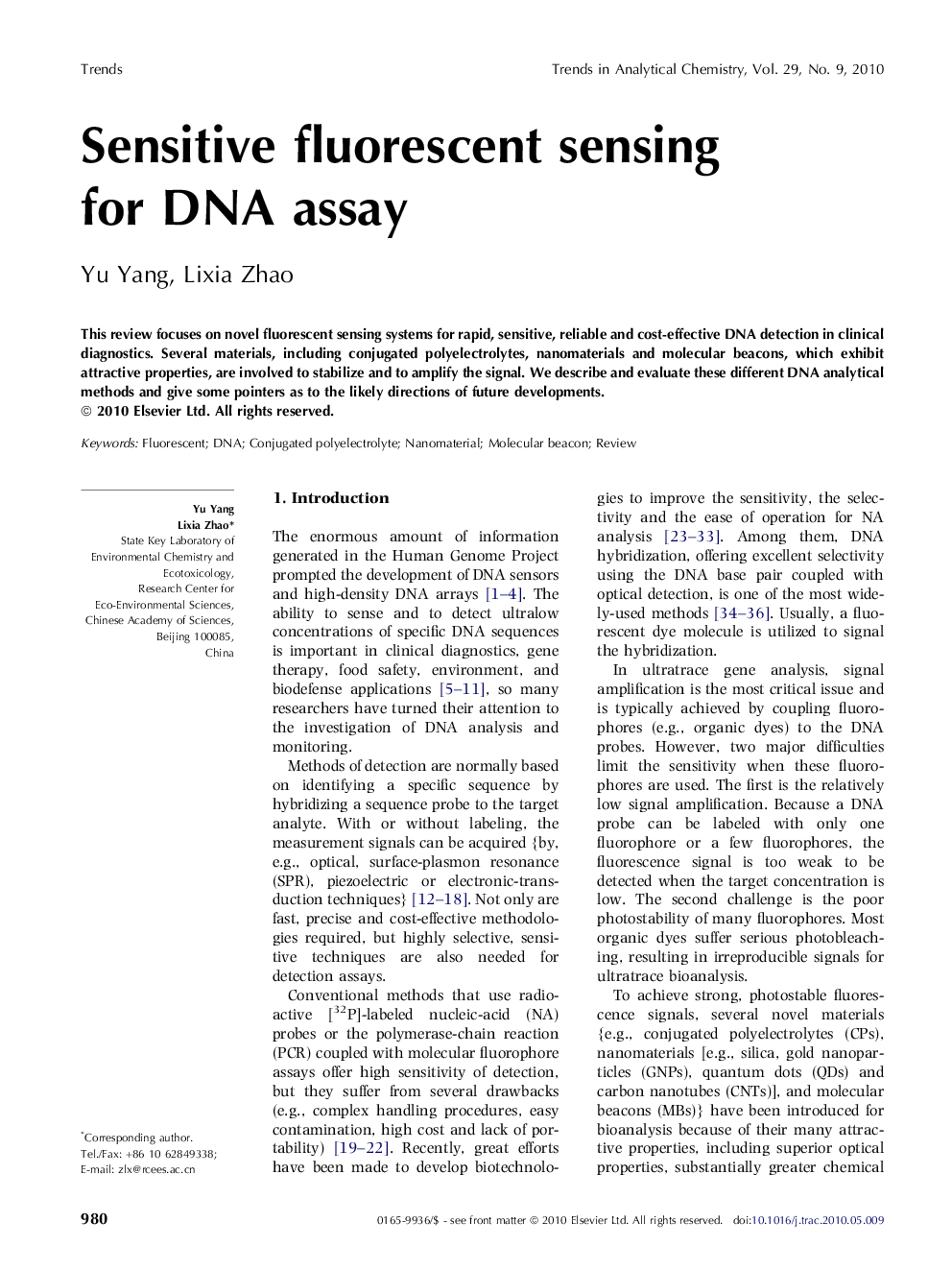 Sensitive fluorescent sensing for DNA assay