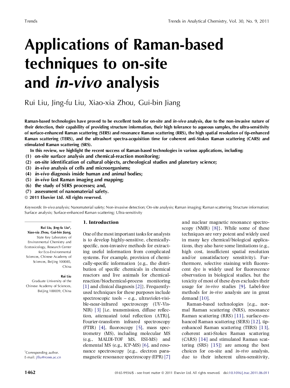 Applications of Raman-based techniques to on-site and in-vivo analysis