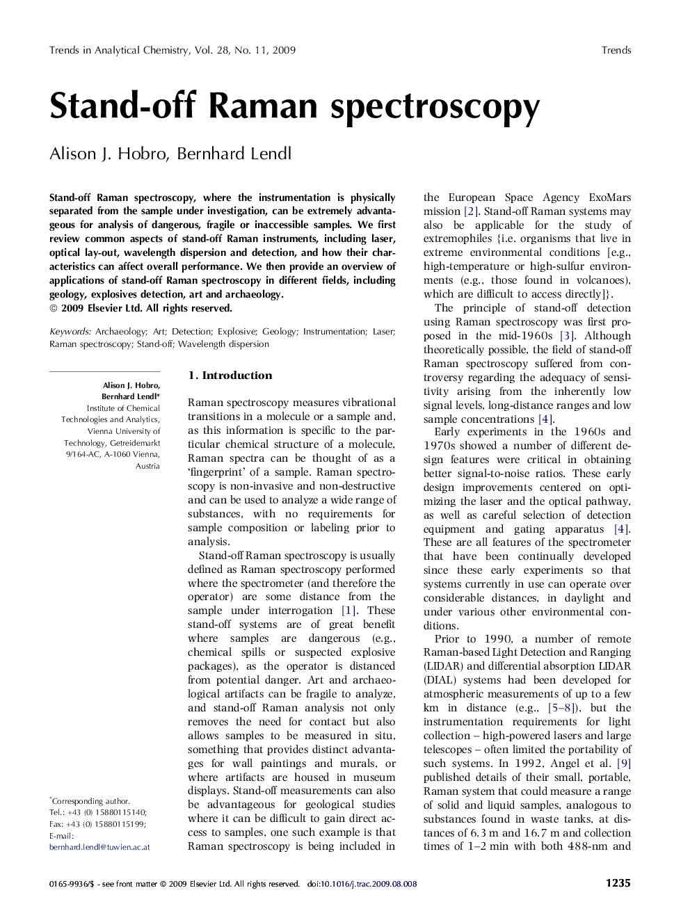 Stand-off Raman spectroscopy