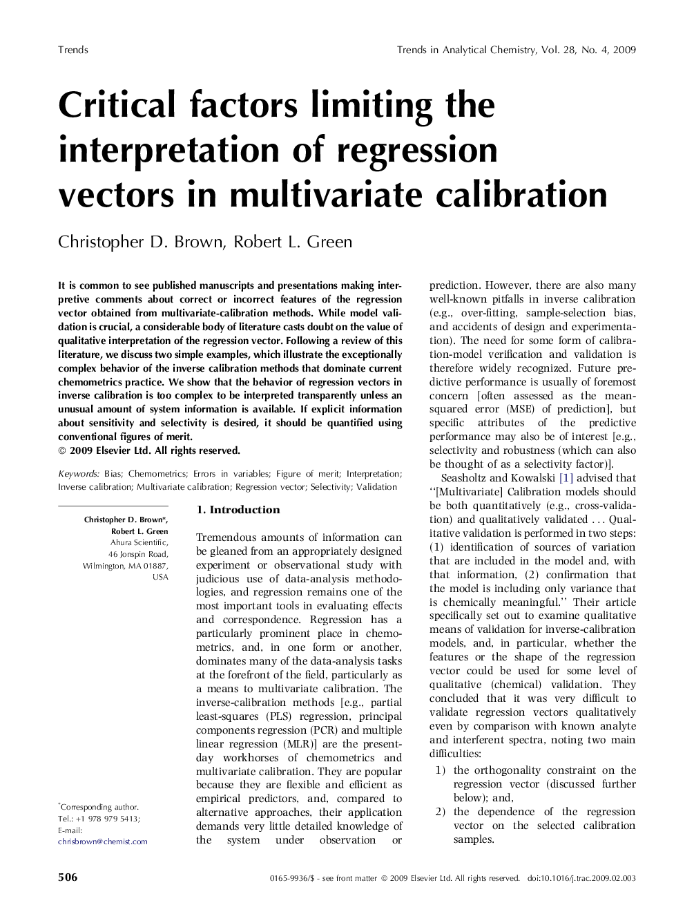 Critical factors limiting the interpretation of regression vectors in multivariate calibration