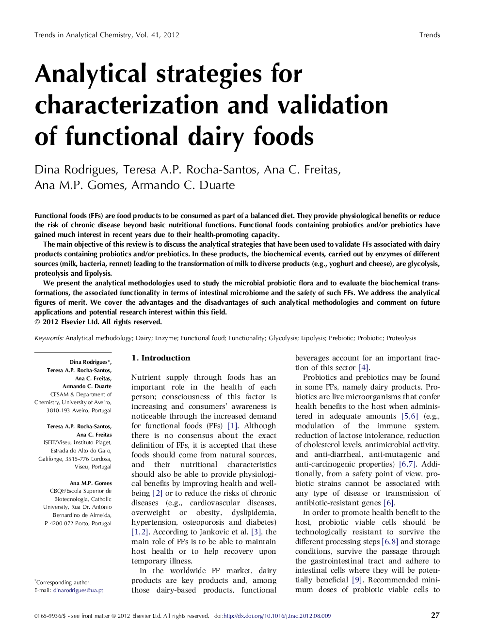 Analytical strategies for characterization and validation of functional dairy foods