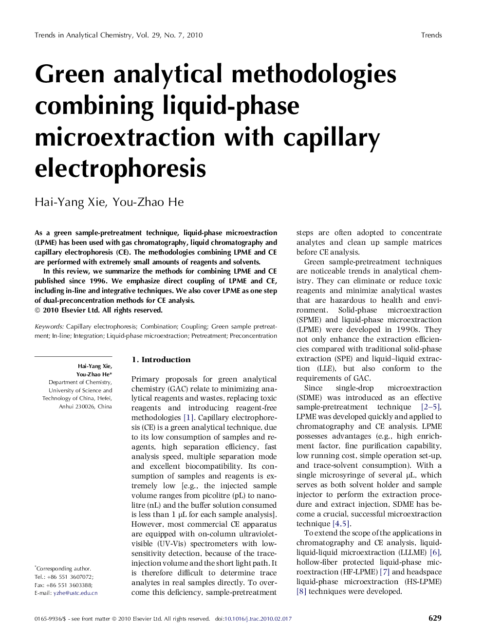 Green analytical methodologies combining liquid-phase microextraction with capillary electrophoresis