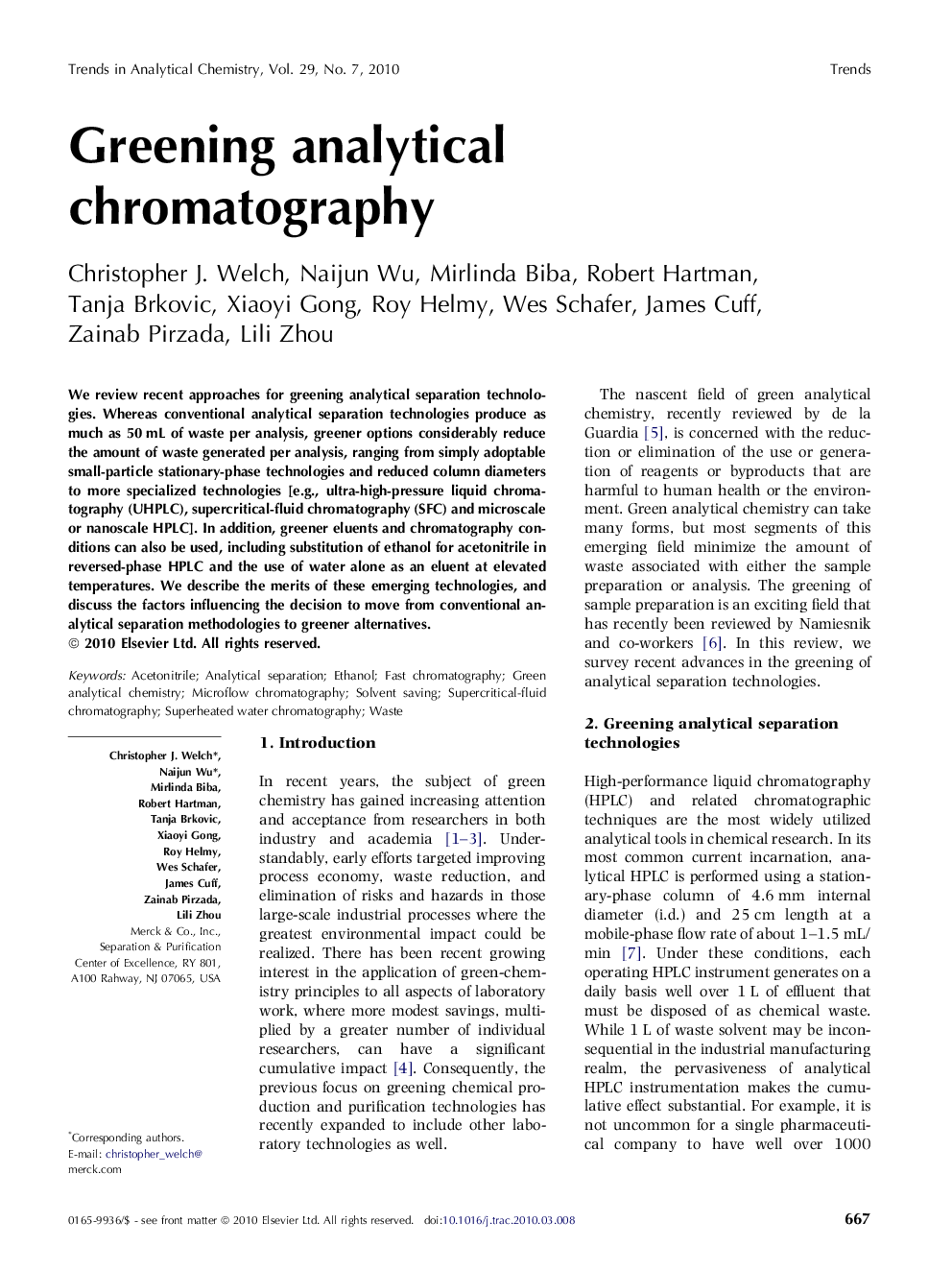 Greening analytical chromatography