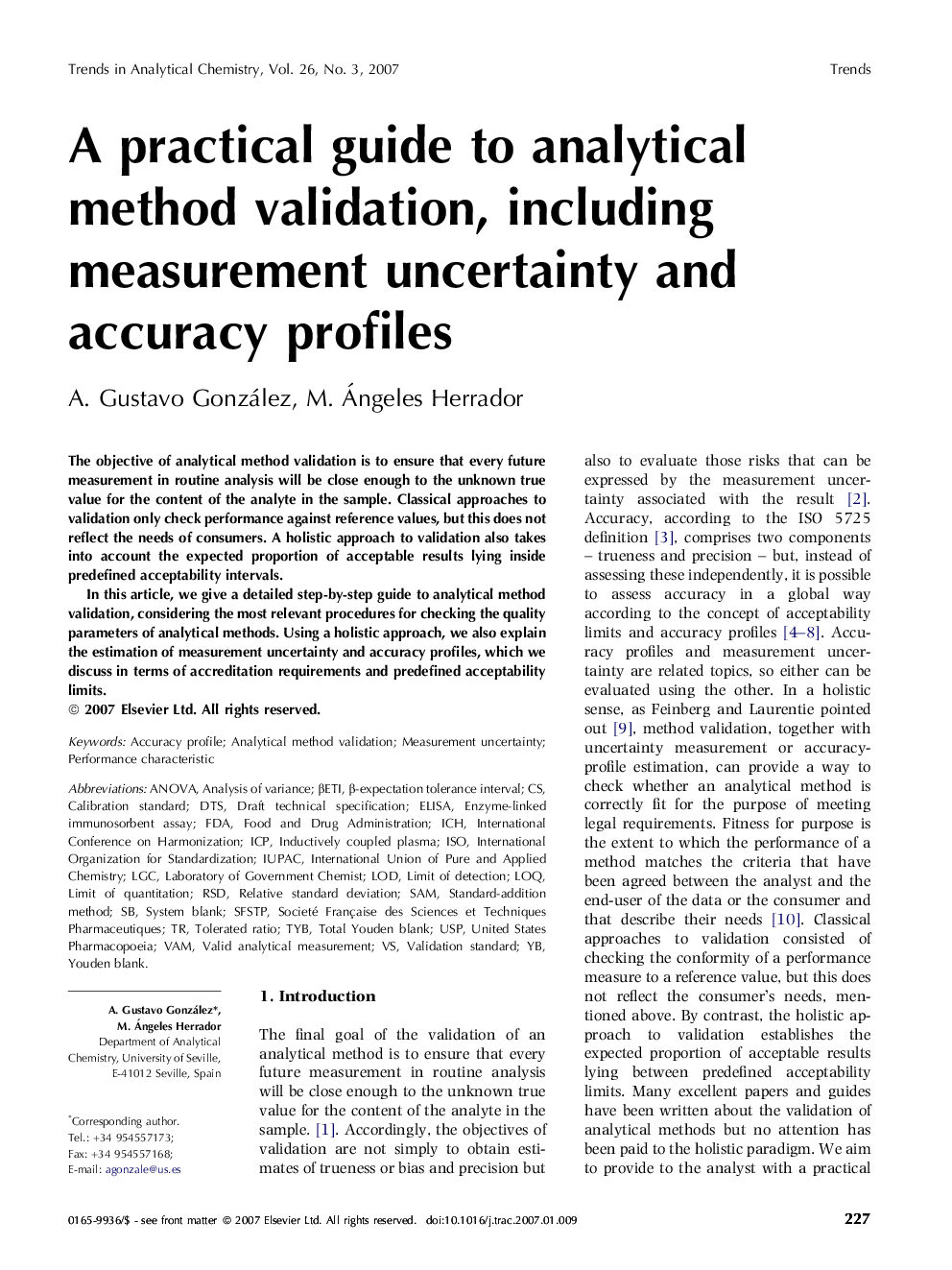 A practical guide to analytical method validation, including measurement uncertainty and accuracy profiles