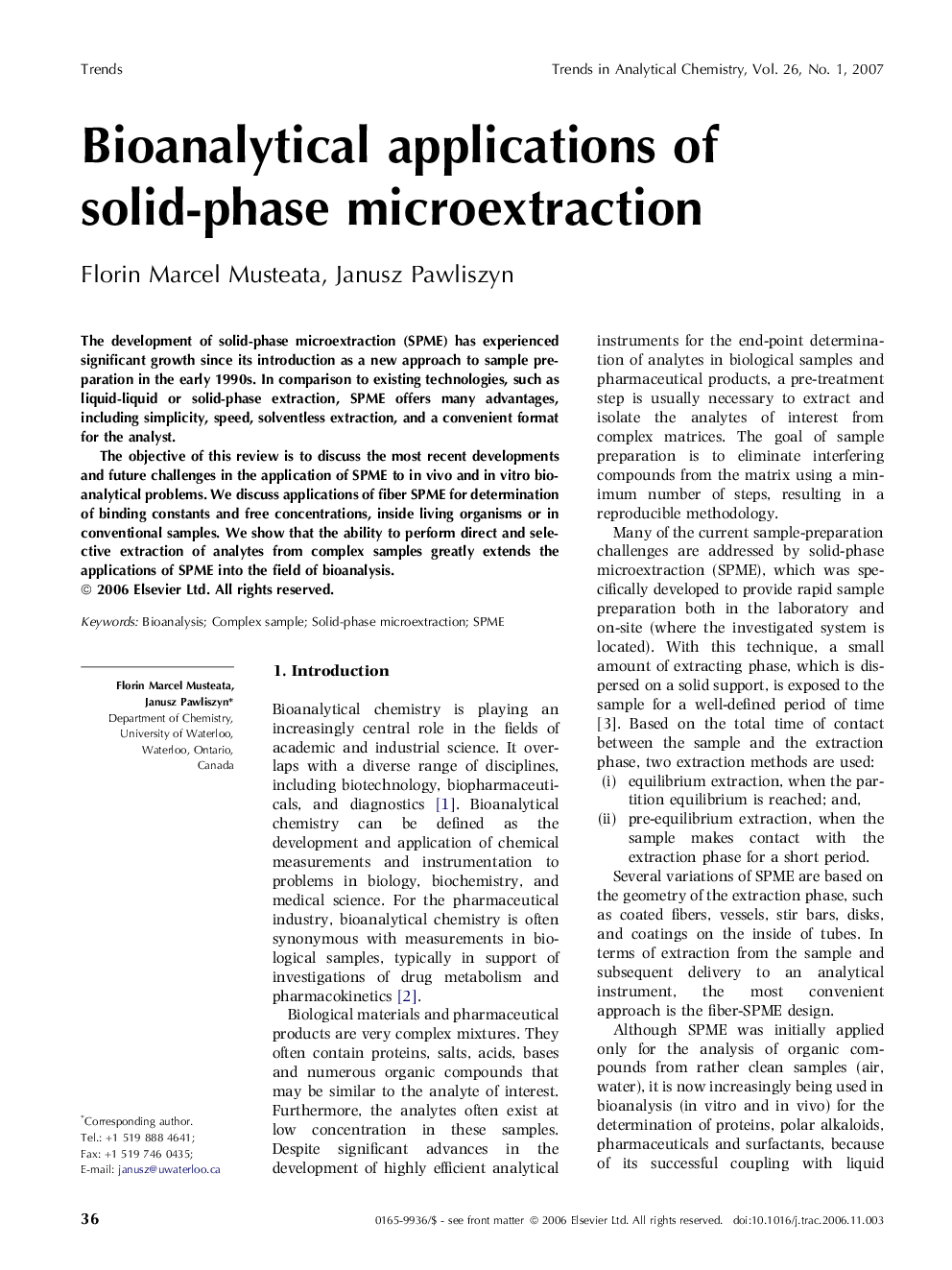 Bioanalytical applications of solid-phase microextraction