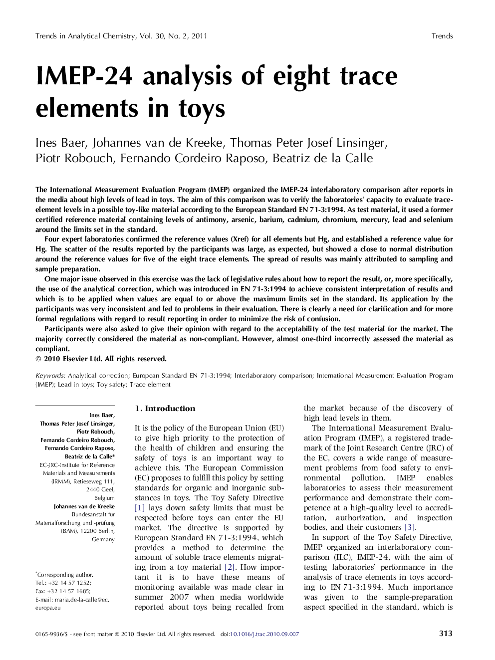 IMEP-24 analysis of eight trace elements in toys