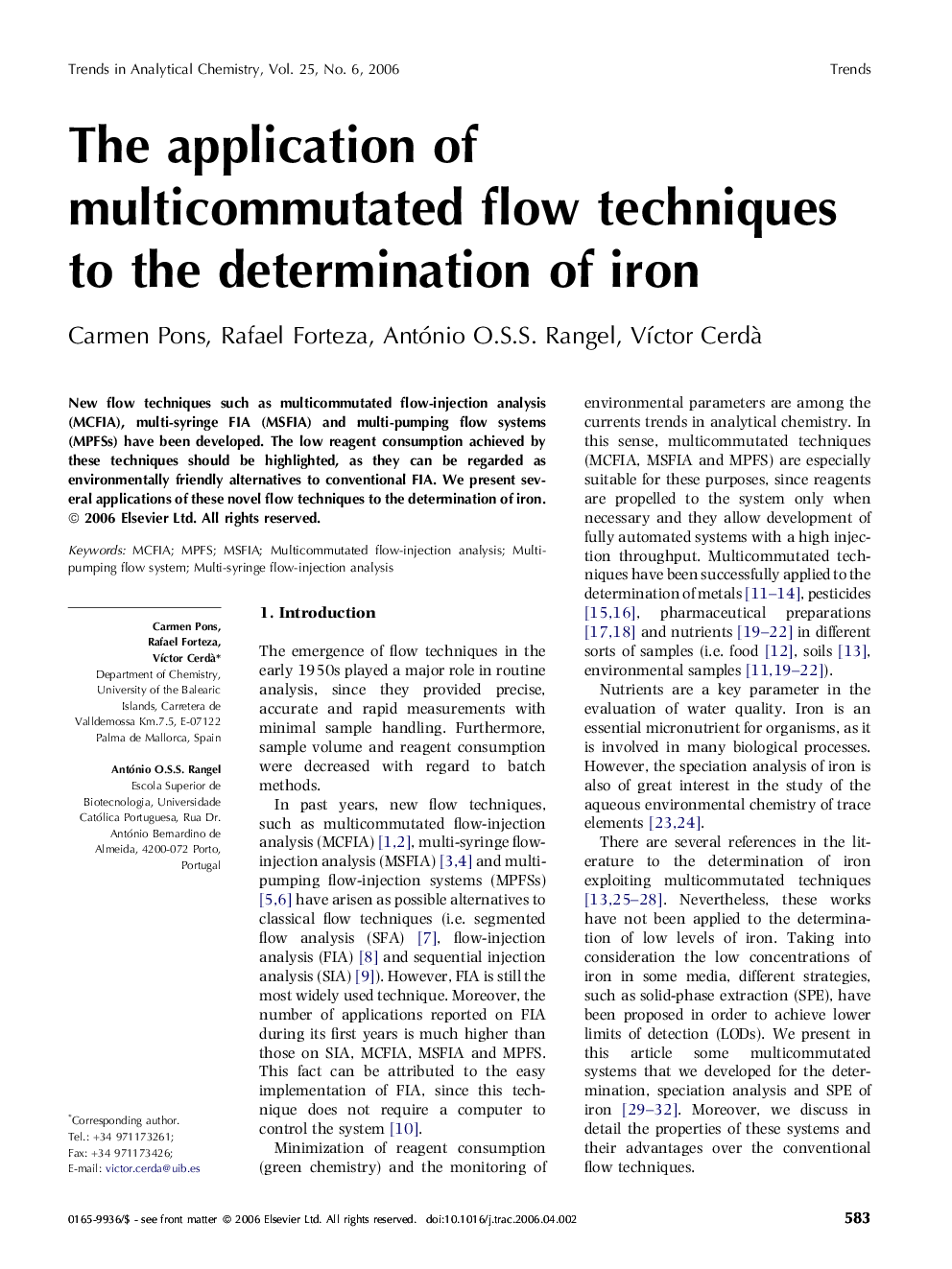 The application of multicommutated flow techniques to the determination of iron