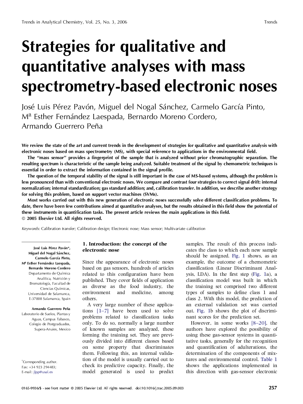 Strategies for qualitative and quantitative analyses with mass spectrometry-based electronic noses