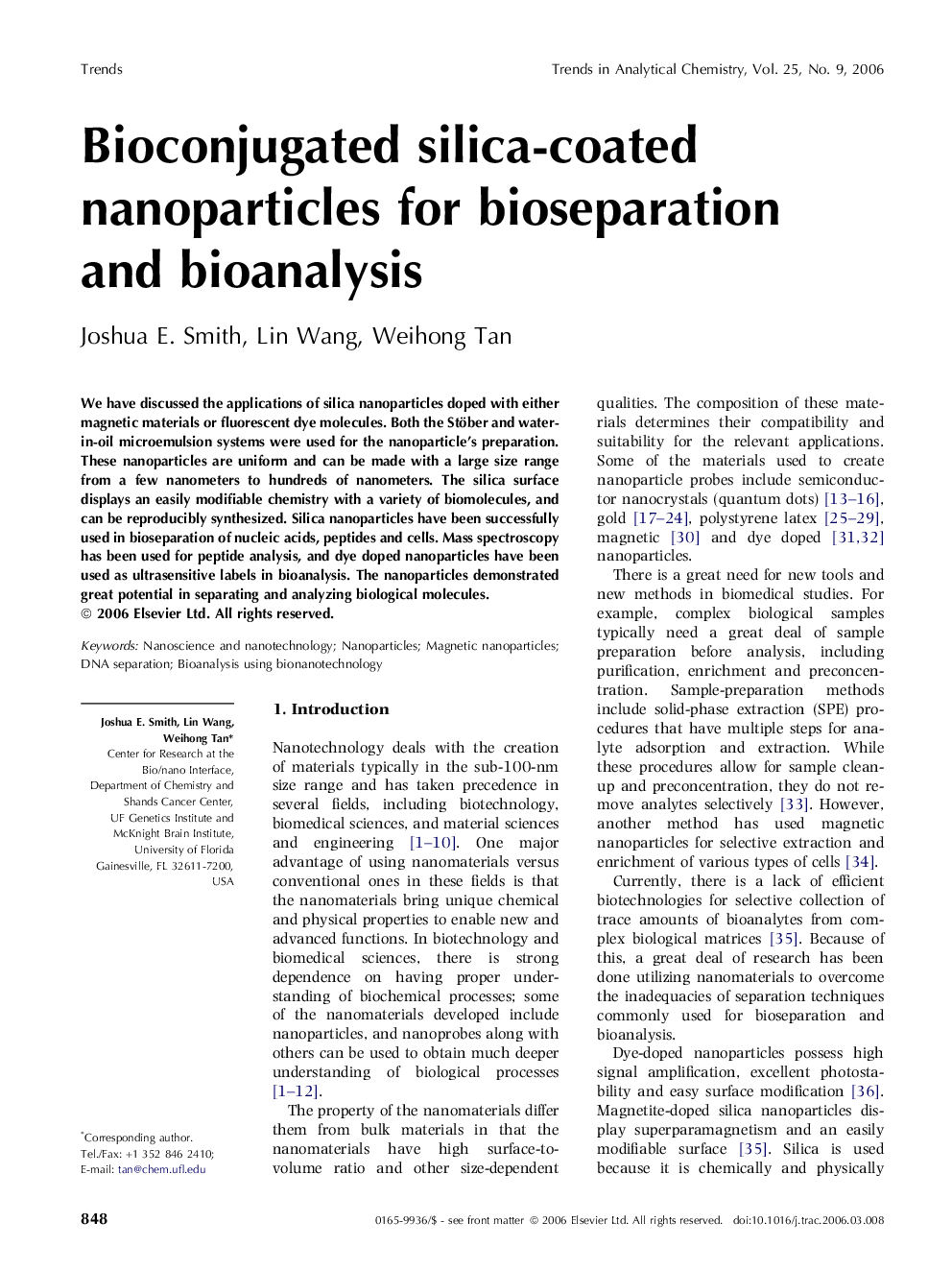 Bioconjugated silica-coated nanoparticles for bioseparation and bioanalysis