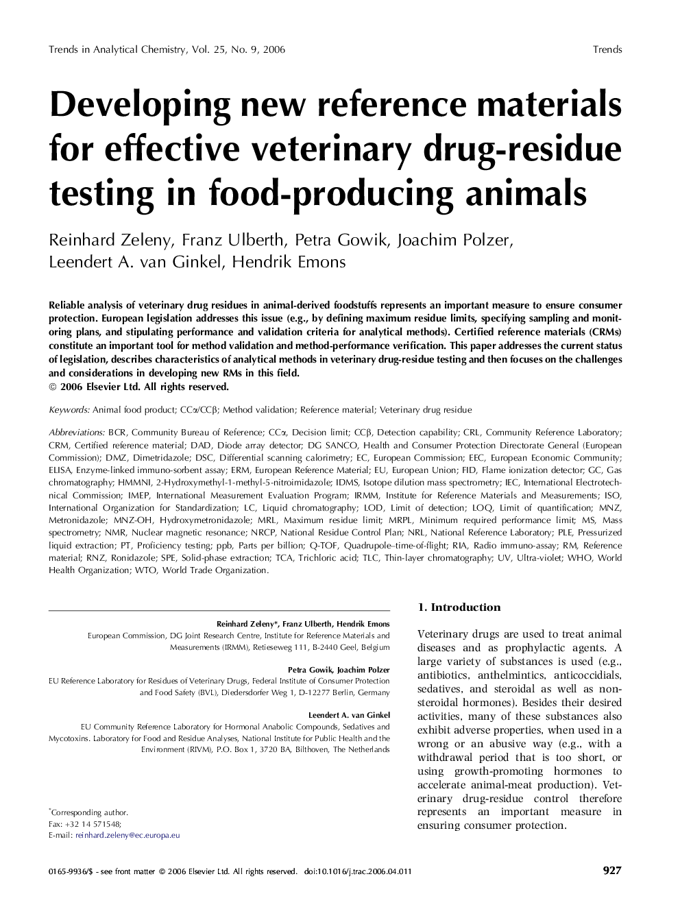 Developing new reference materials for effective veterinary drug-residue testing in food-producing animals