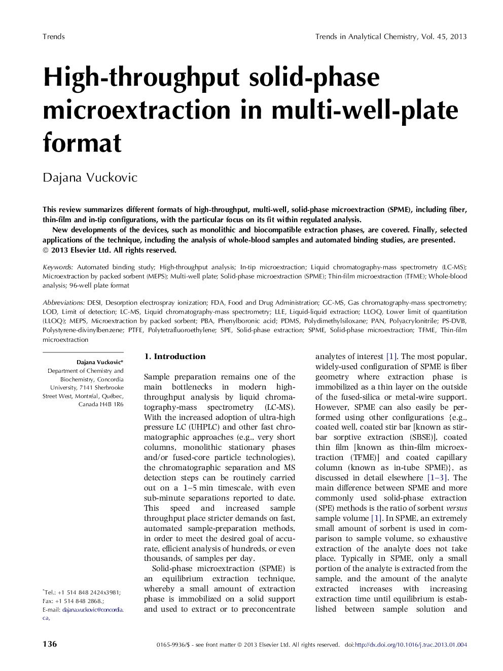 High-throughput solid-phase microextraction in multi-well-plate format