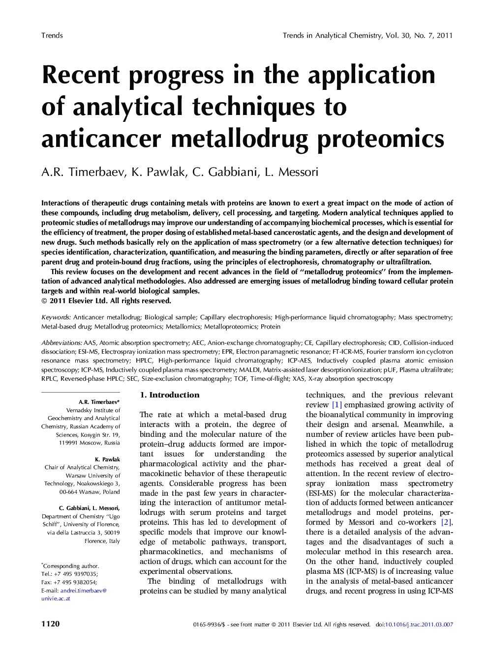 Recent progress in the application of analytical techniques to anticancer metallodrug proteomics