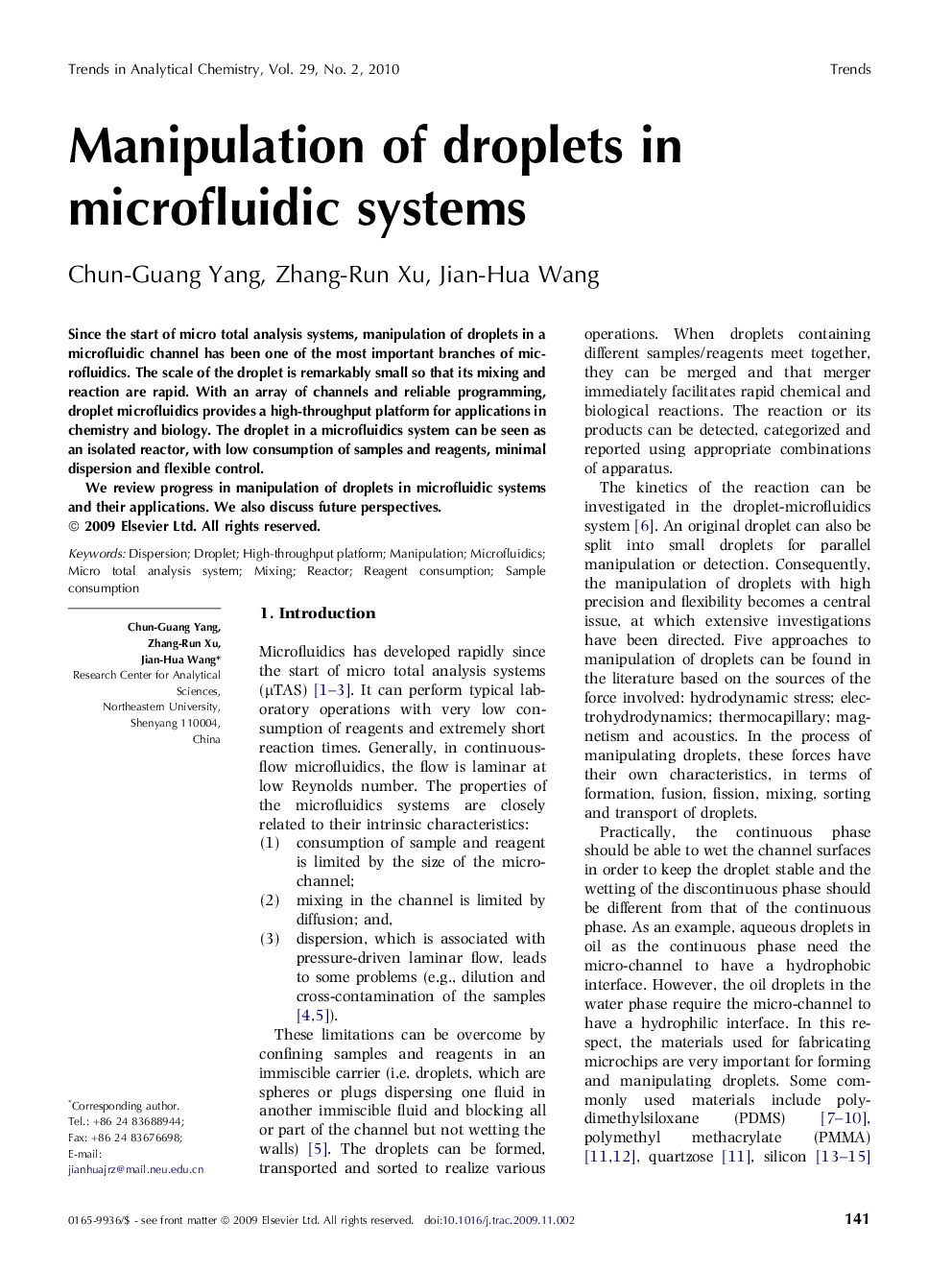 Manipulation of droplets in microfluidic systems