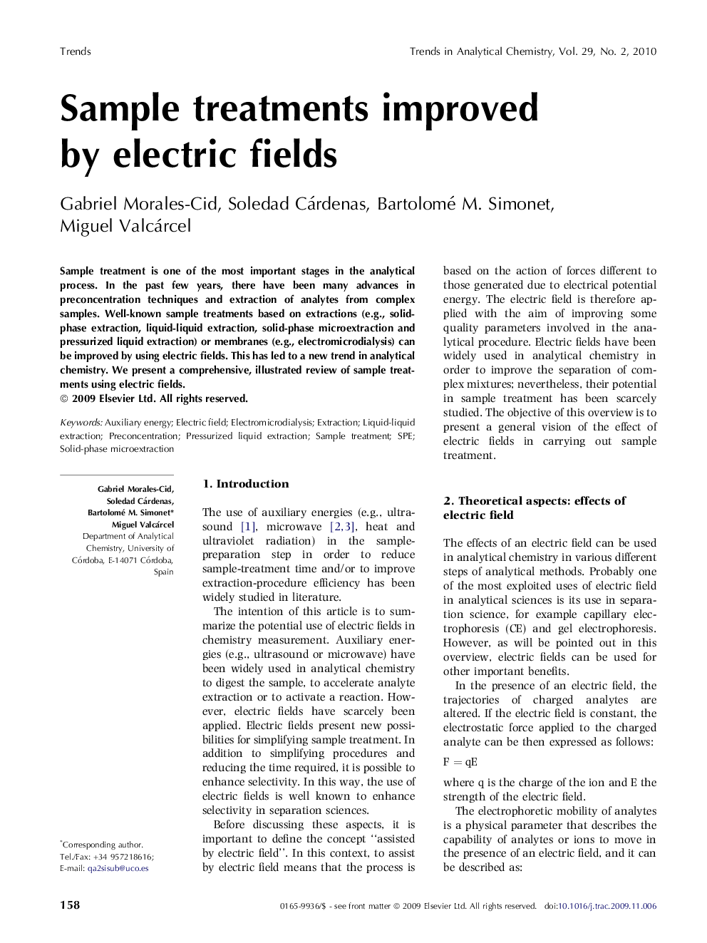 Sample treatments improved by electric fields