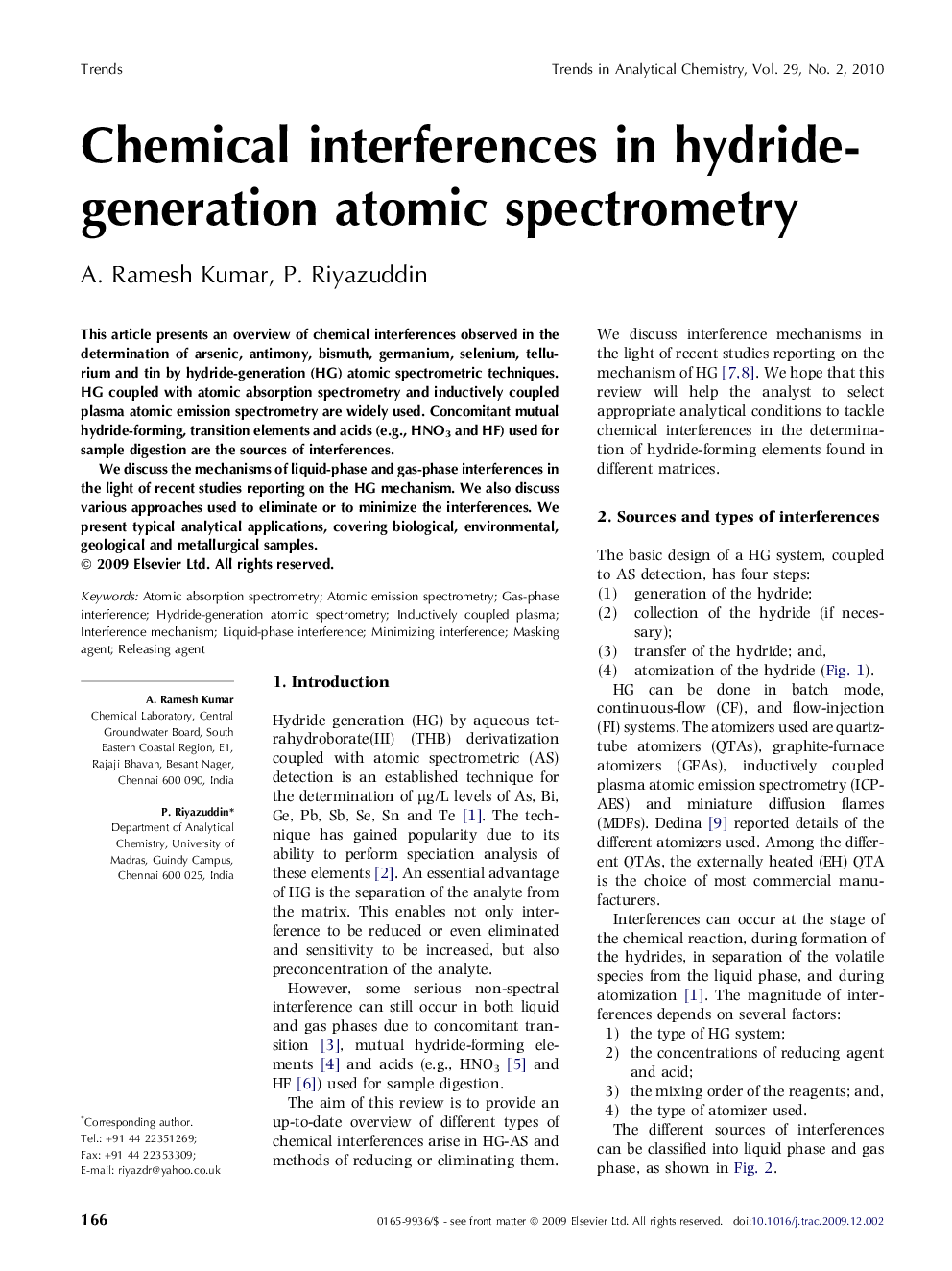 Chemical interferences in hydride-generation atomic spectrometry
