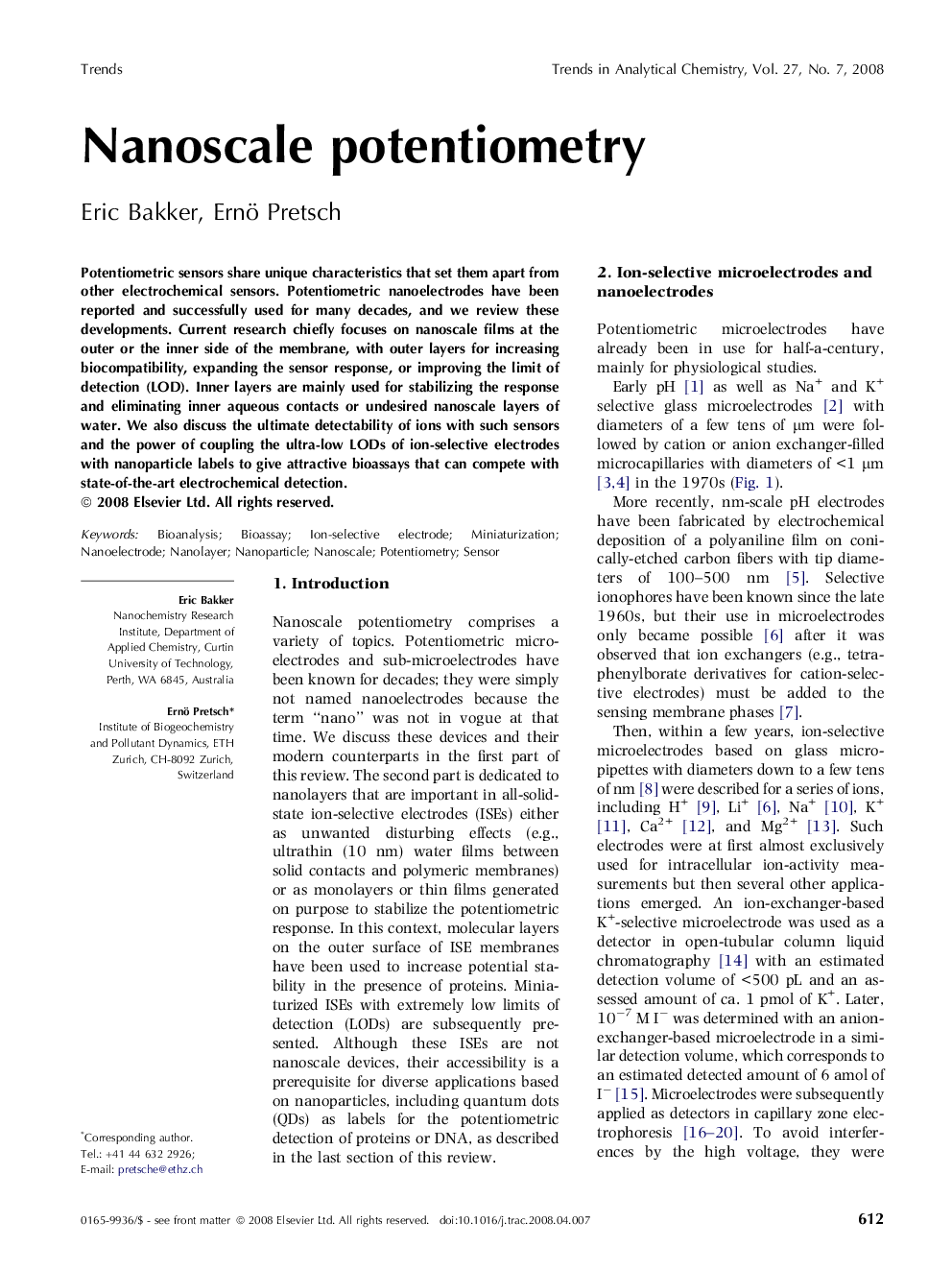 Nanoscale potentiometry