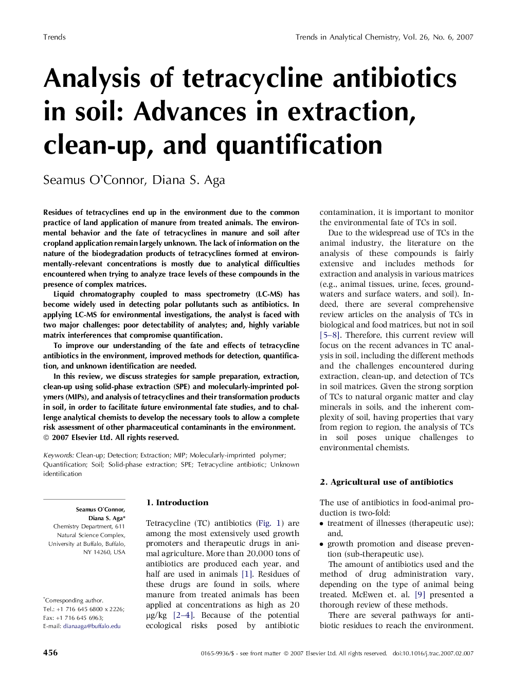 Analysis of tetracycline antibiotics in soil: Advances in extraction, clean-up, and quantification