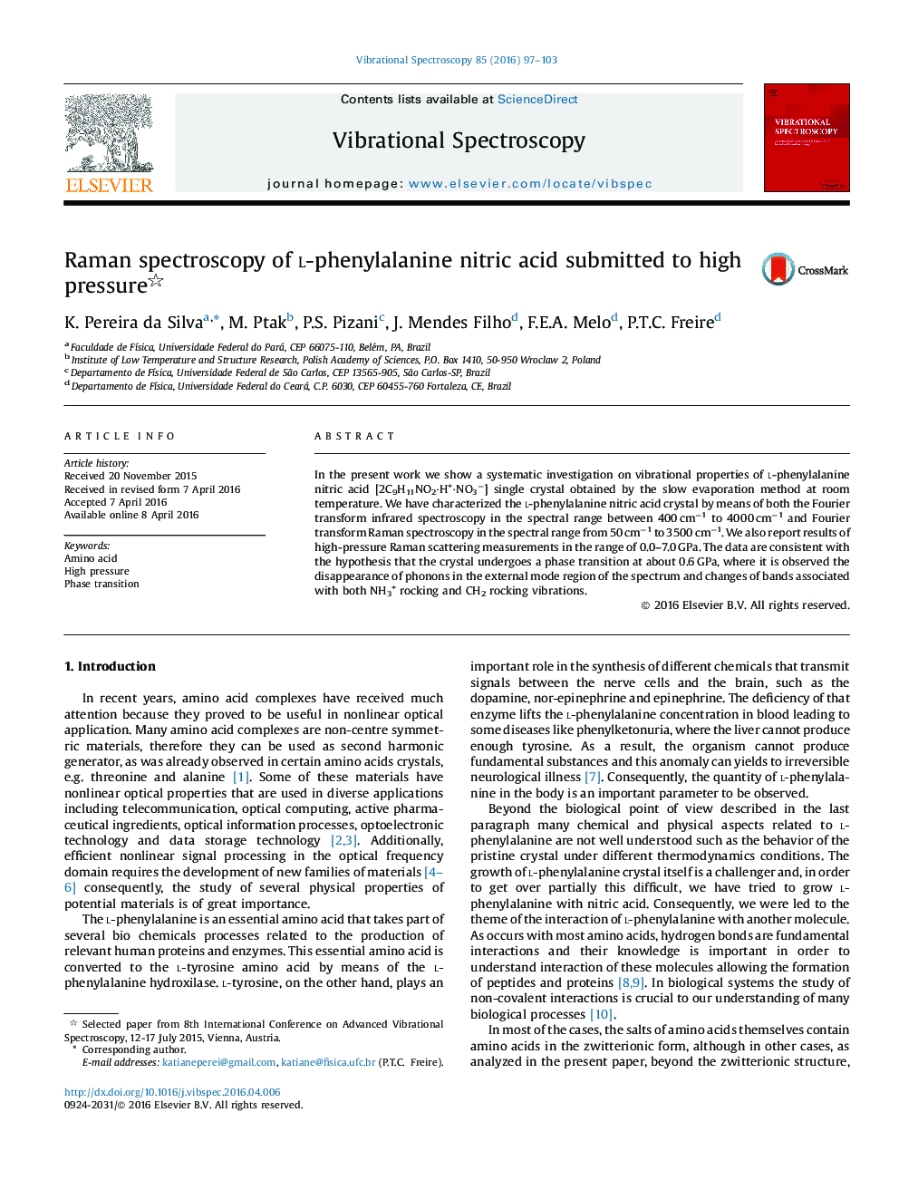 Raman spectroscopy of l-phenylalanine nitric acid submitted to high pressure 