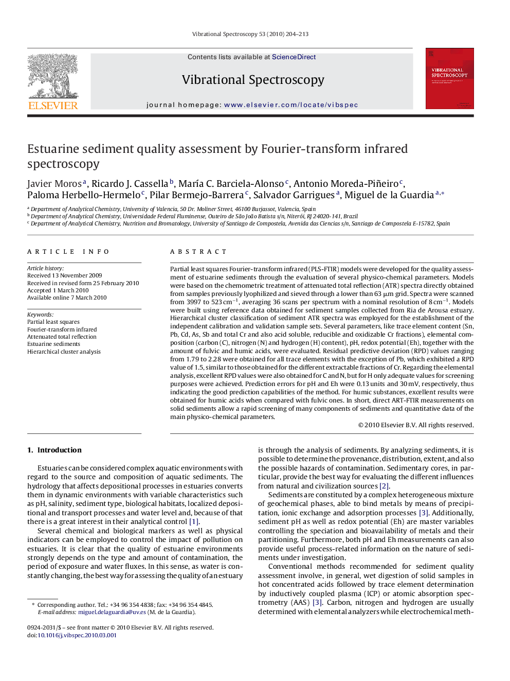 Estuarine sediment quality assessment by Fourier-transform infrared spectroscopy