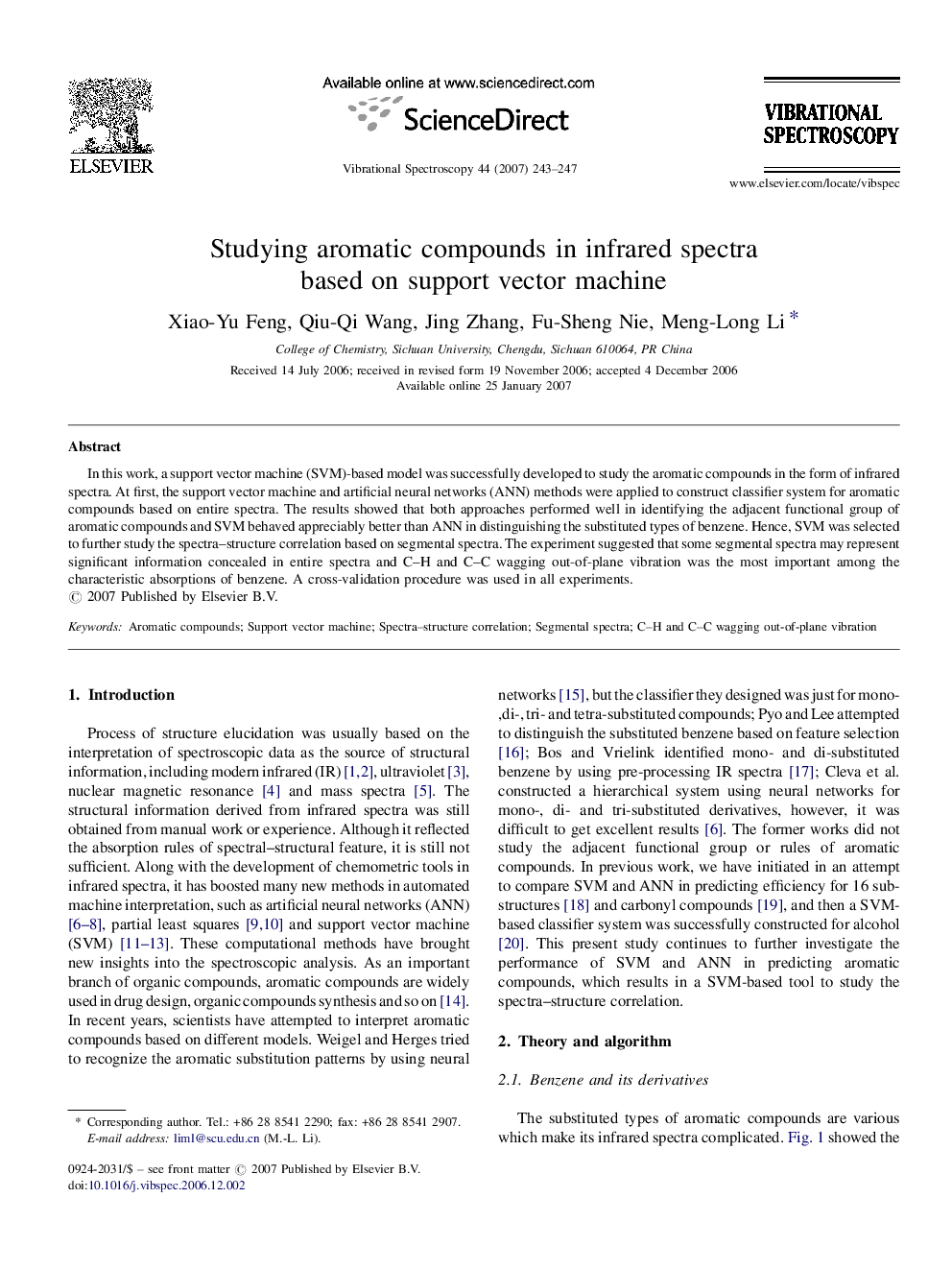 Studying aromatic compounds in infrared spectra based on support vector machine