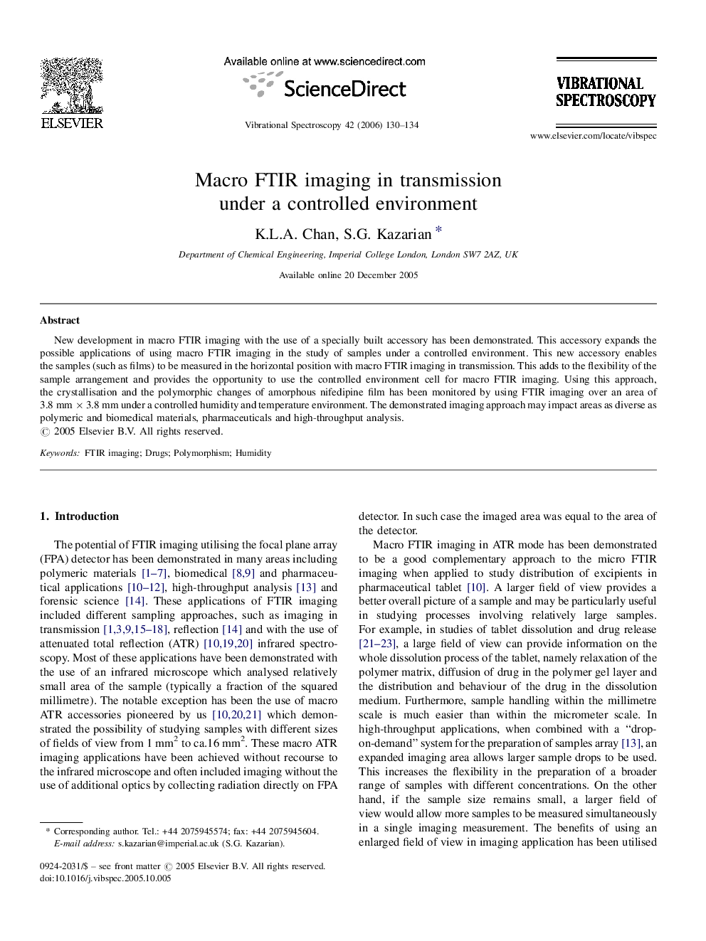 Macro FTIR imaging in transmission under a controlled environment