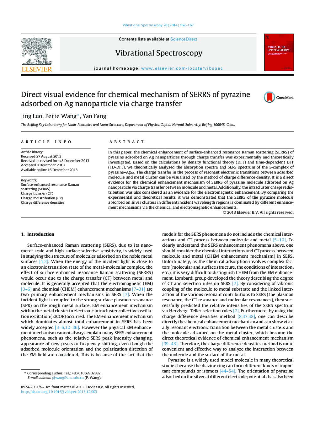 Direct visual evidence for chemical mechanism of SERRS of pyrazine adsorbed on Ag nanoparticle via charge transfer