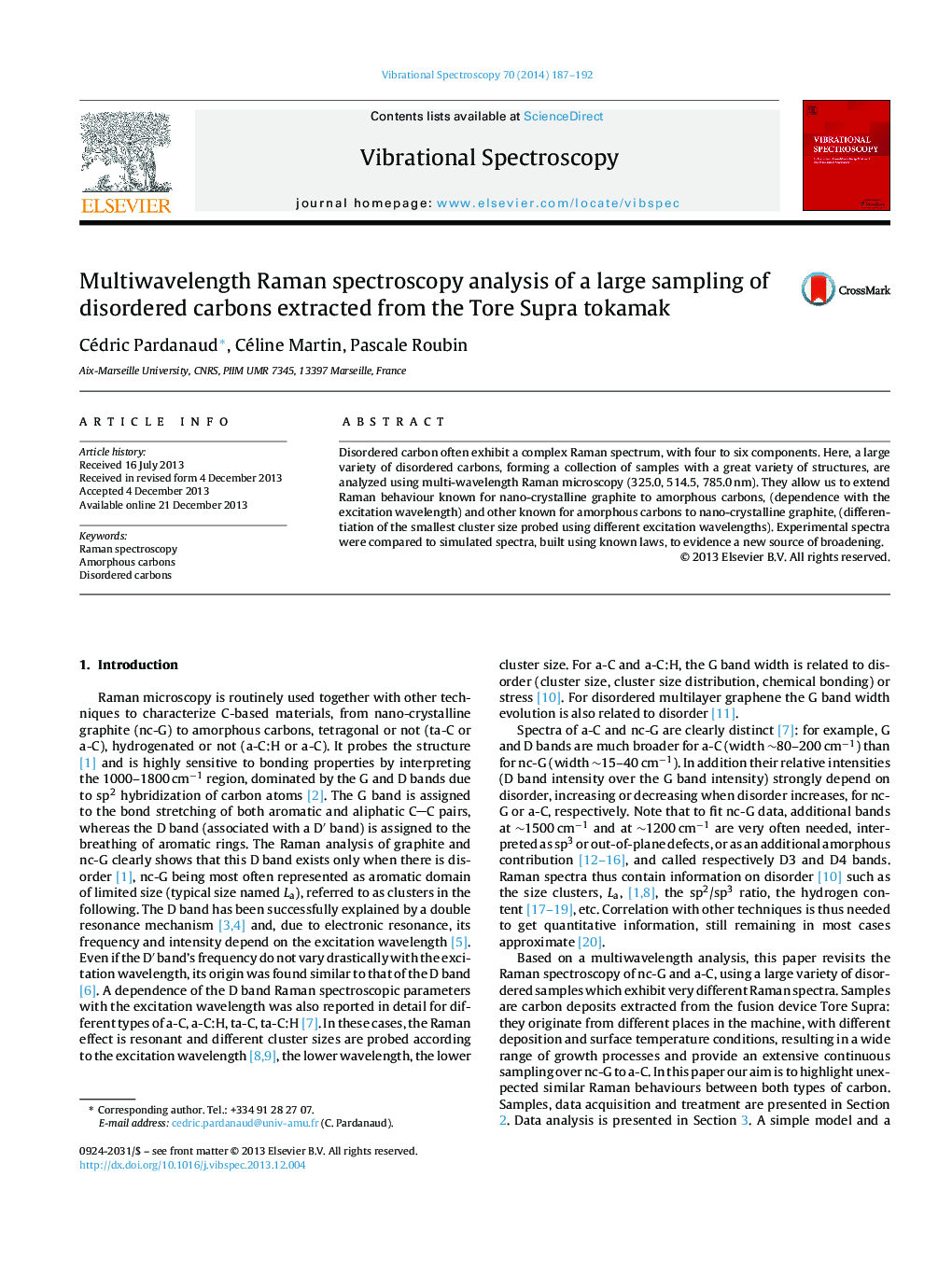 Multiwavelength Raman spectroscopy analysis of a large sampling of disordered carbons extracted from the Tore Supra tokamak