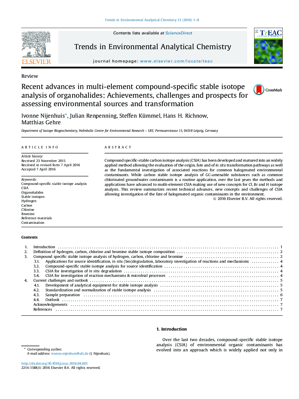 Recent advances in multi-element compound-specific stable isotope analysis of organohalides: Achievements, challenges and prospects for assessing environmental sources and transformation