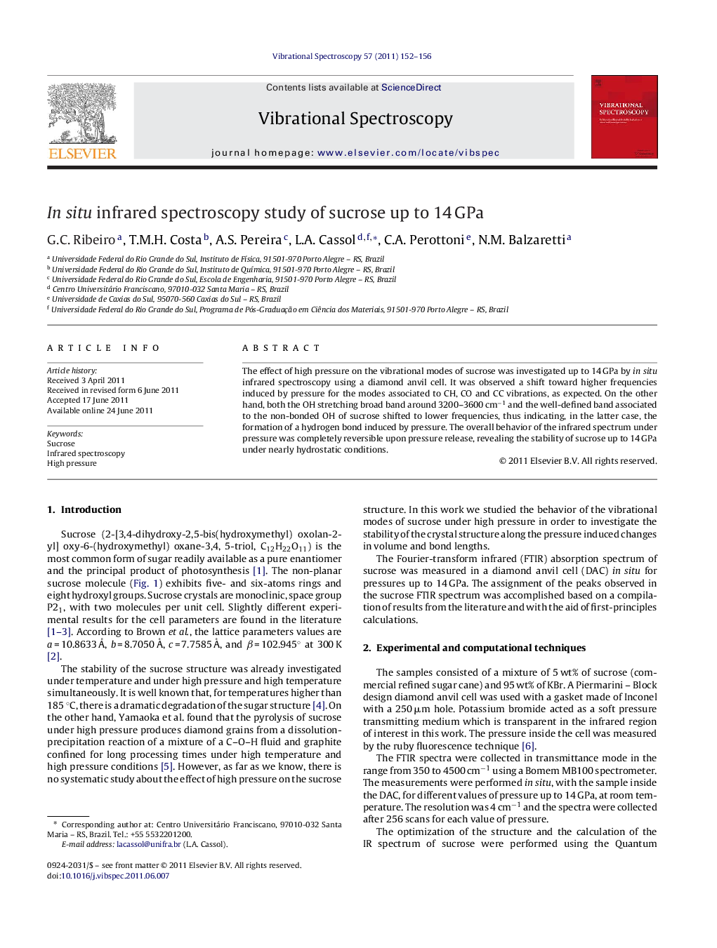 In situ infrared spectroscopy study of sucrose up to 14 GPa