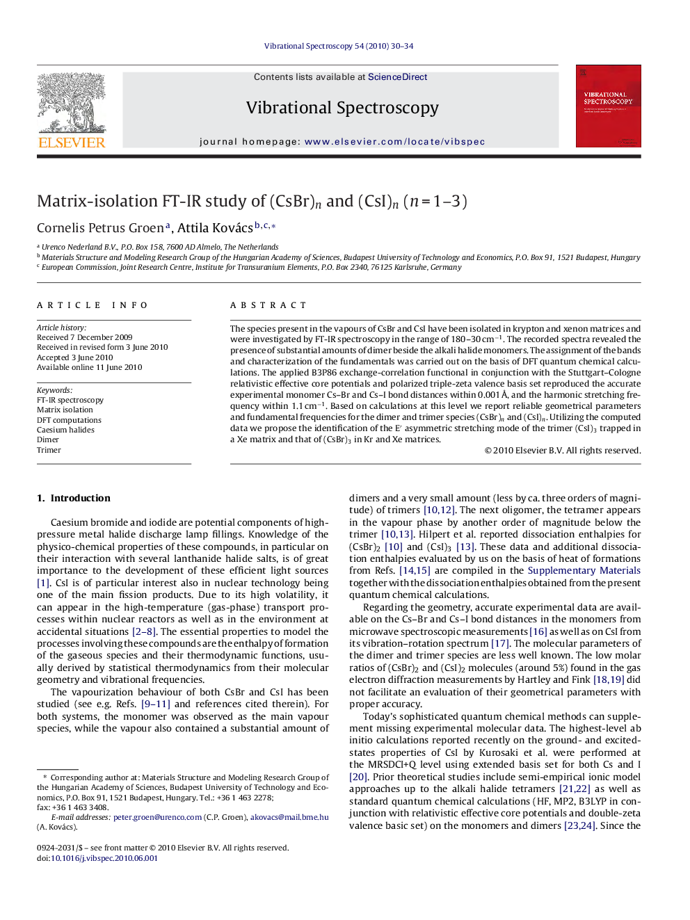 Matrix-isolation FT-IR study of (CsBr)n and (CsI)n (nÂ =Â 1-3)