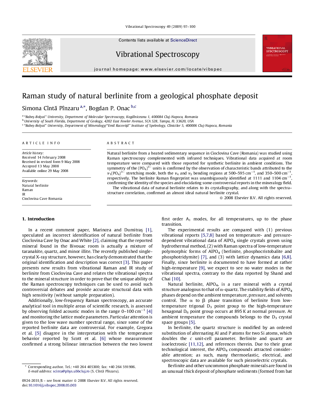 Raman study of natural berlinite from a geological phosphate deposit