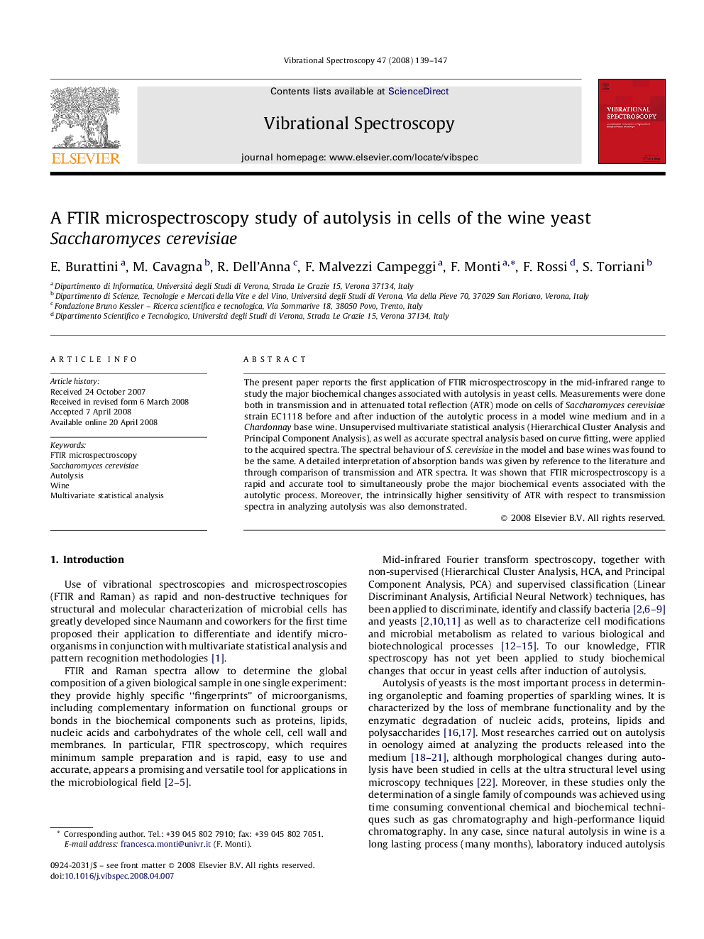 A FTIR microspectroscopy study of autolysis in cells of the wine yeast Saccharomyces cerevisiae