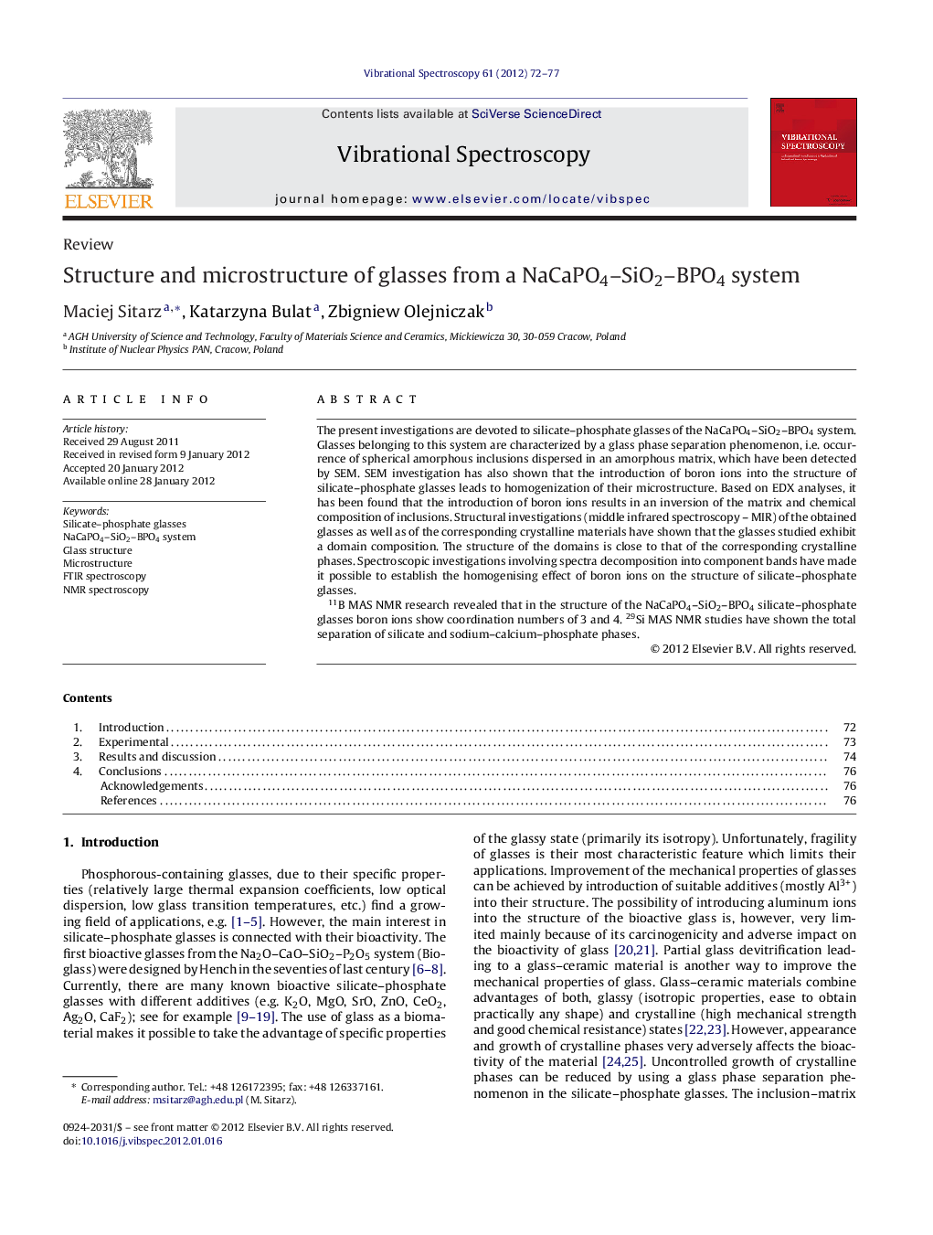 Structure and microstructure of glasses from a NaCaPO4–SiO2–BPO4 system