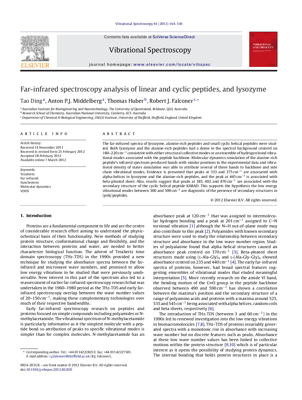 Far-infrared spectroscopy analysis of linear and cyclic peptides, and lysozyme