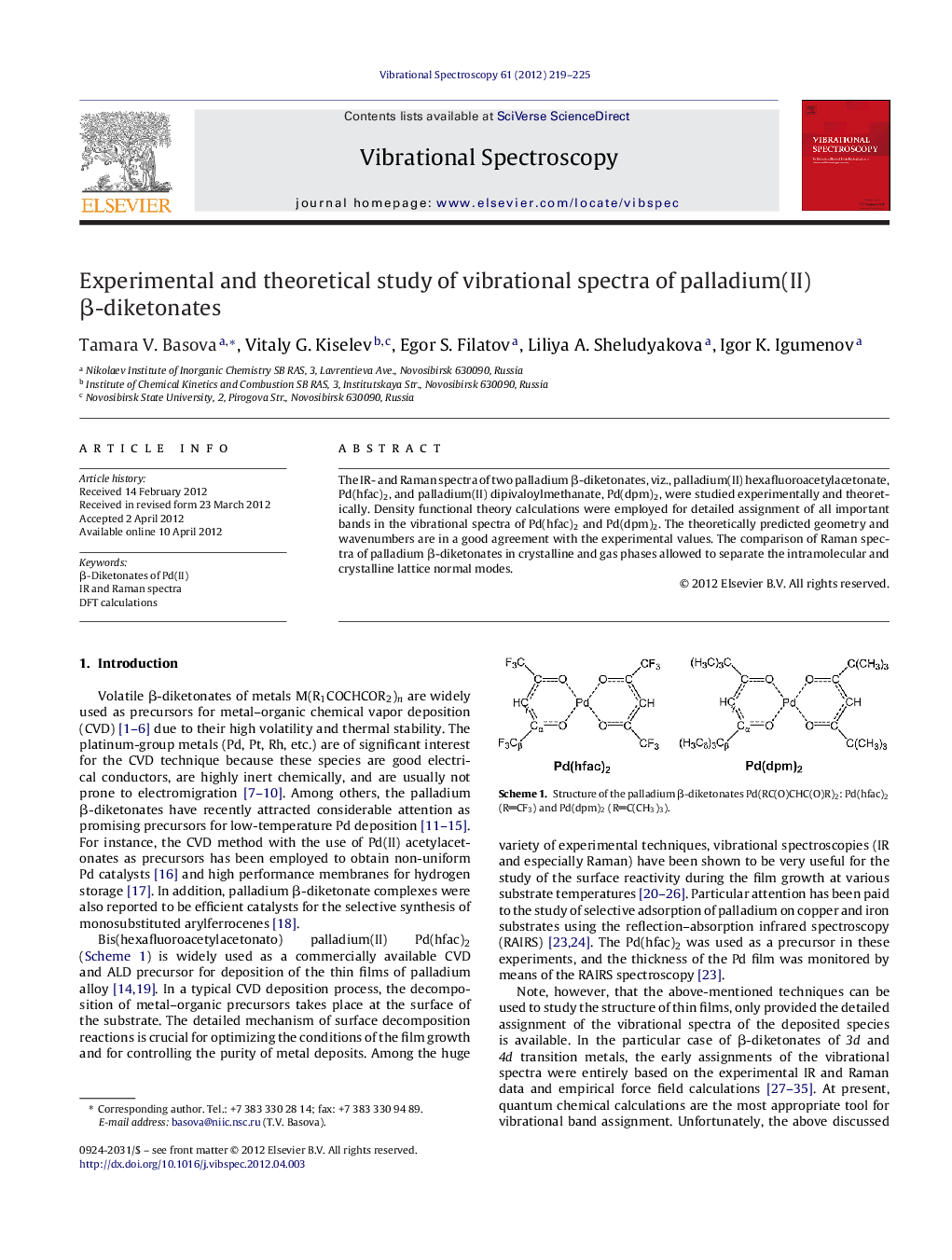 Experimental and theoretical study of vibrational spectra of palladium(II) Î²-diketonates